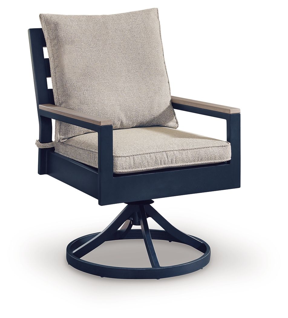 East Beach - Fauteuil pivotant avec coussin (Lot de 2) - Bleu