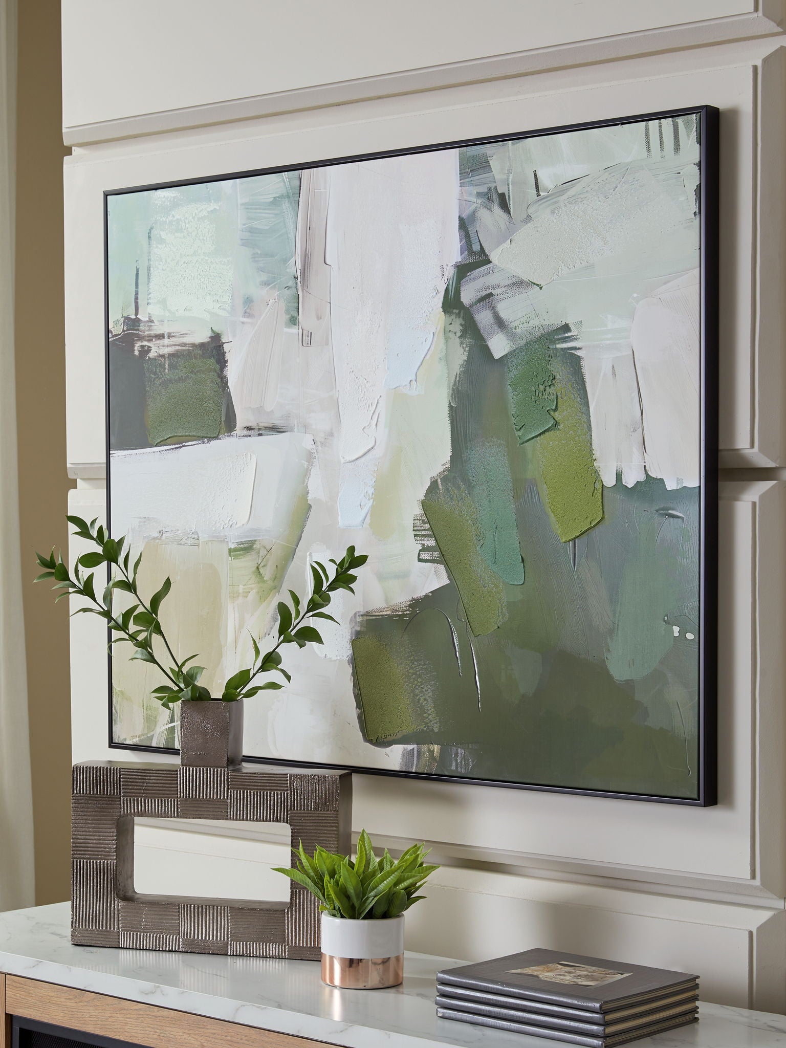 Vinick - Décoration murale - Vert / Gris / Blanc