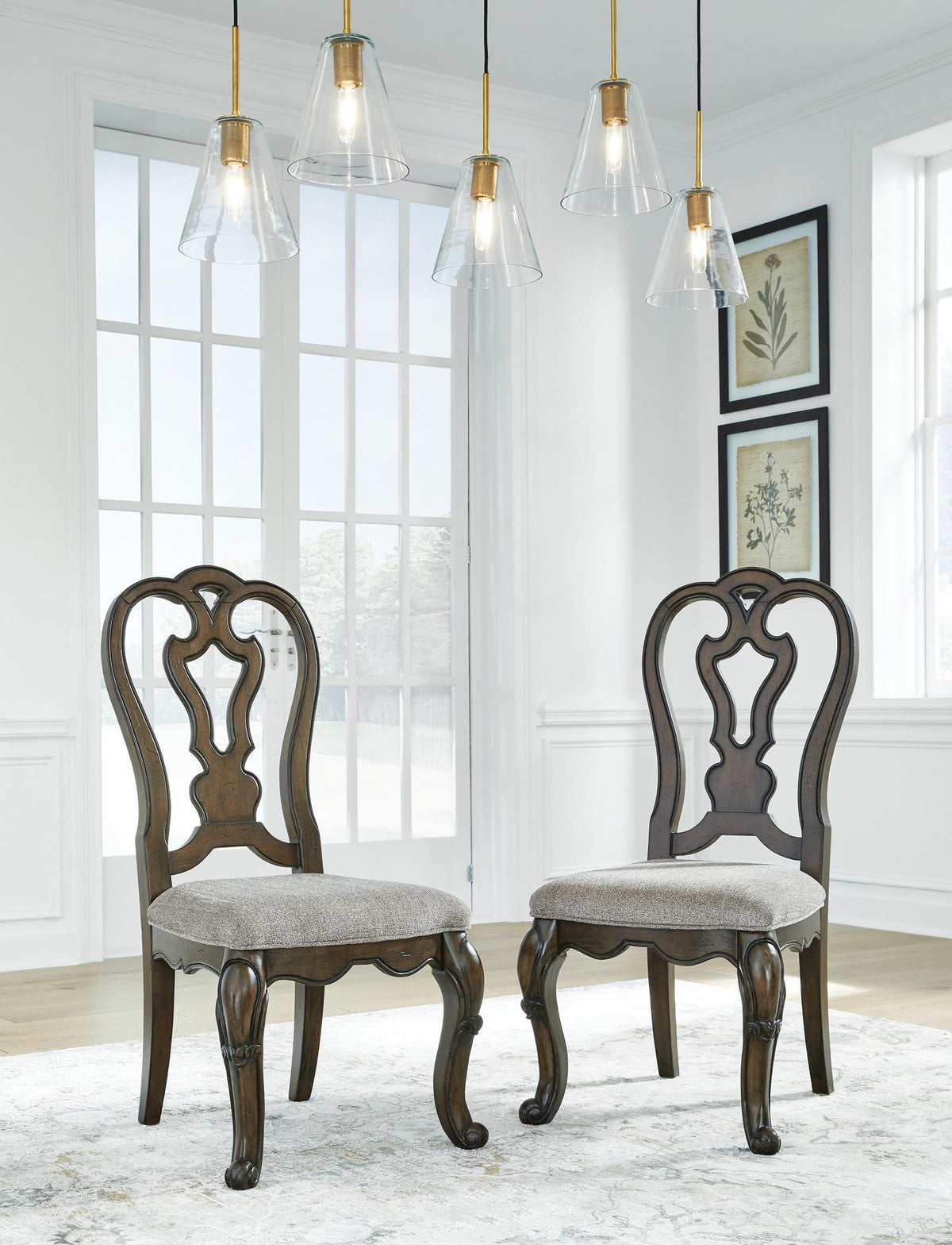 Maylee - Chaise rembourrée de salle à manger (lot de 2) - Marron foncé