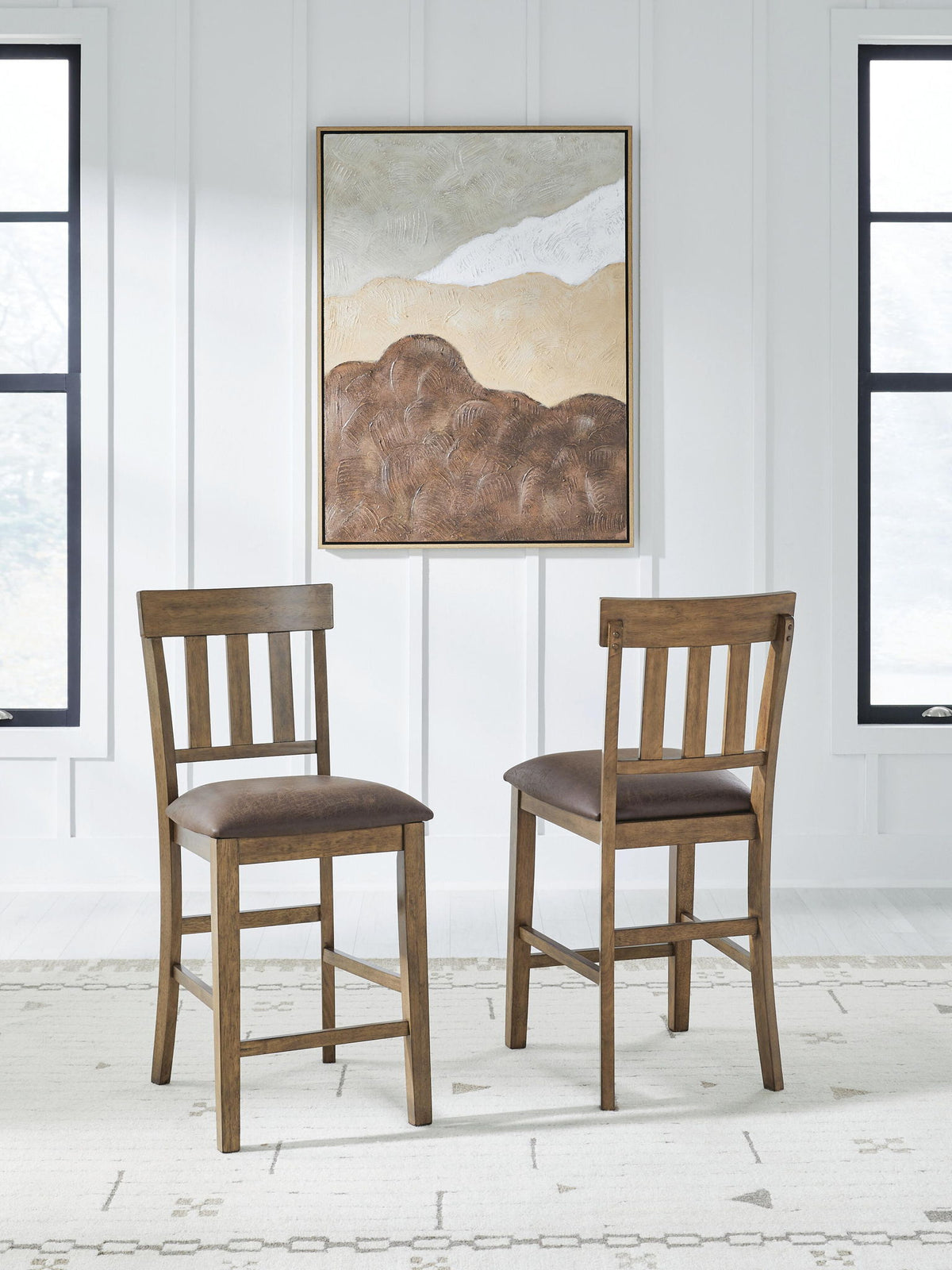 Urbinforte - Tabouret de bar rembourré (Lot de 2) - Marron clair