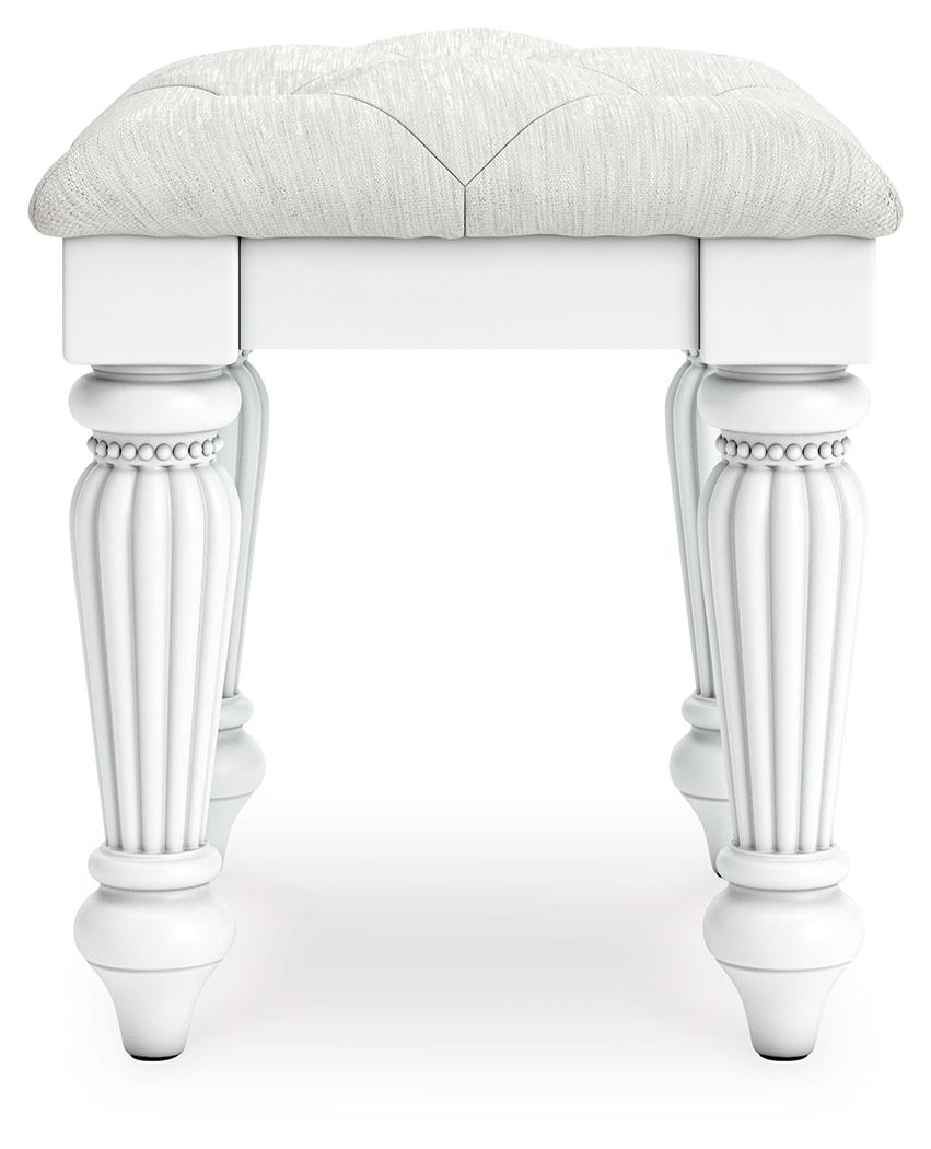 Kozlani - Tabouret de Coiffeuse Rembourré - Blanc