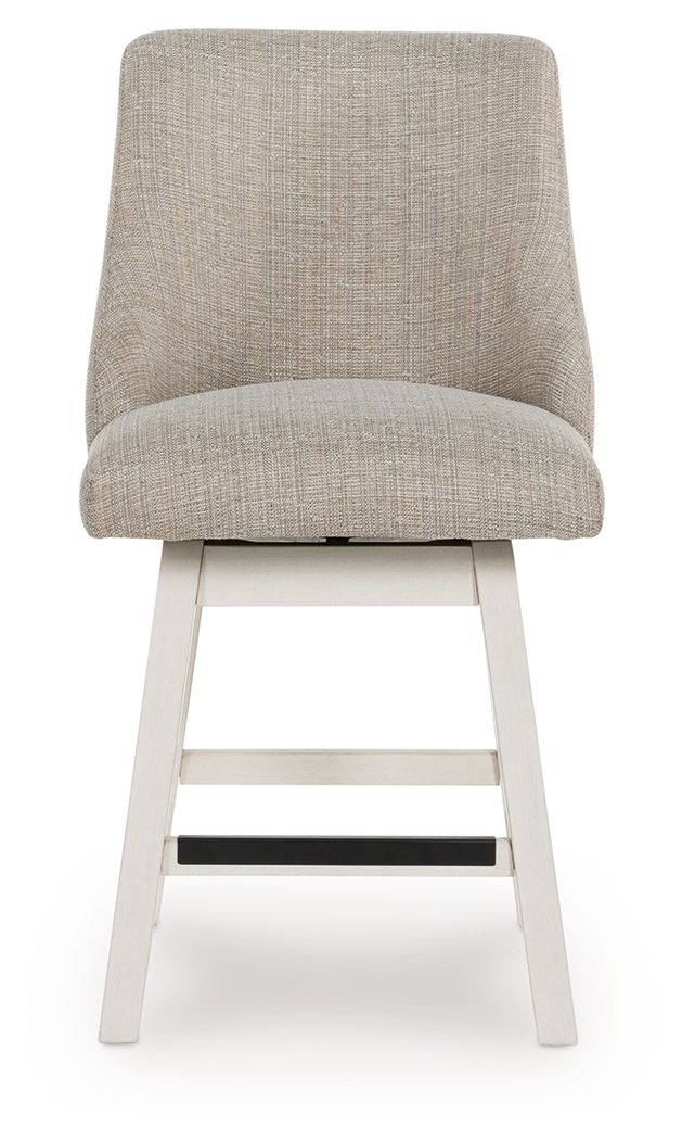Robbinsdale - Tabouret de bar pivotant à dossier incurvé et rembourré (lot de 2) - Blanc antique