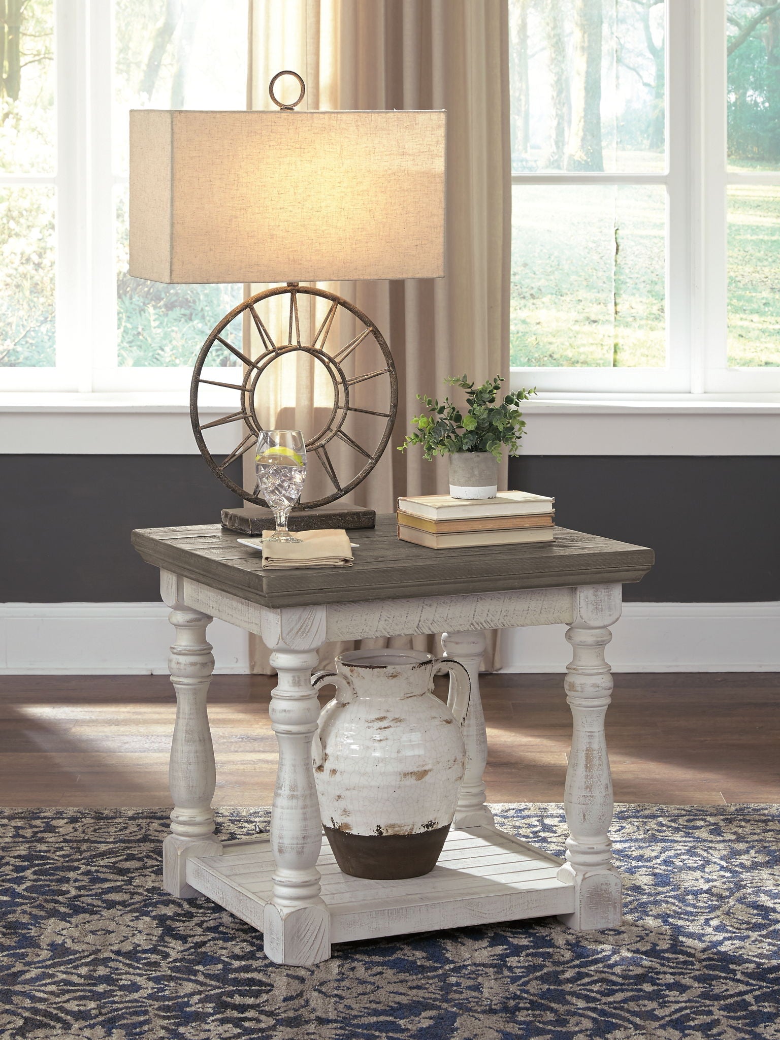 Havalance - Table d'appoint rectangulaire - Gris/Blanc