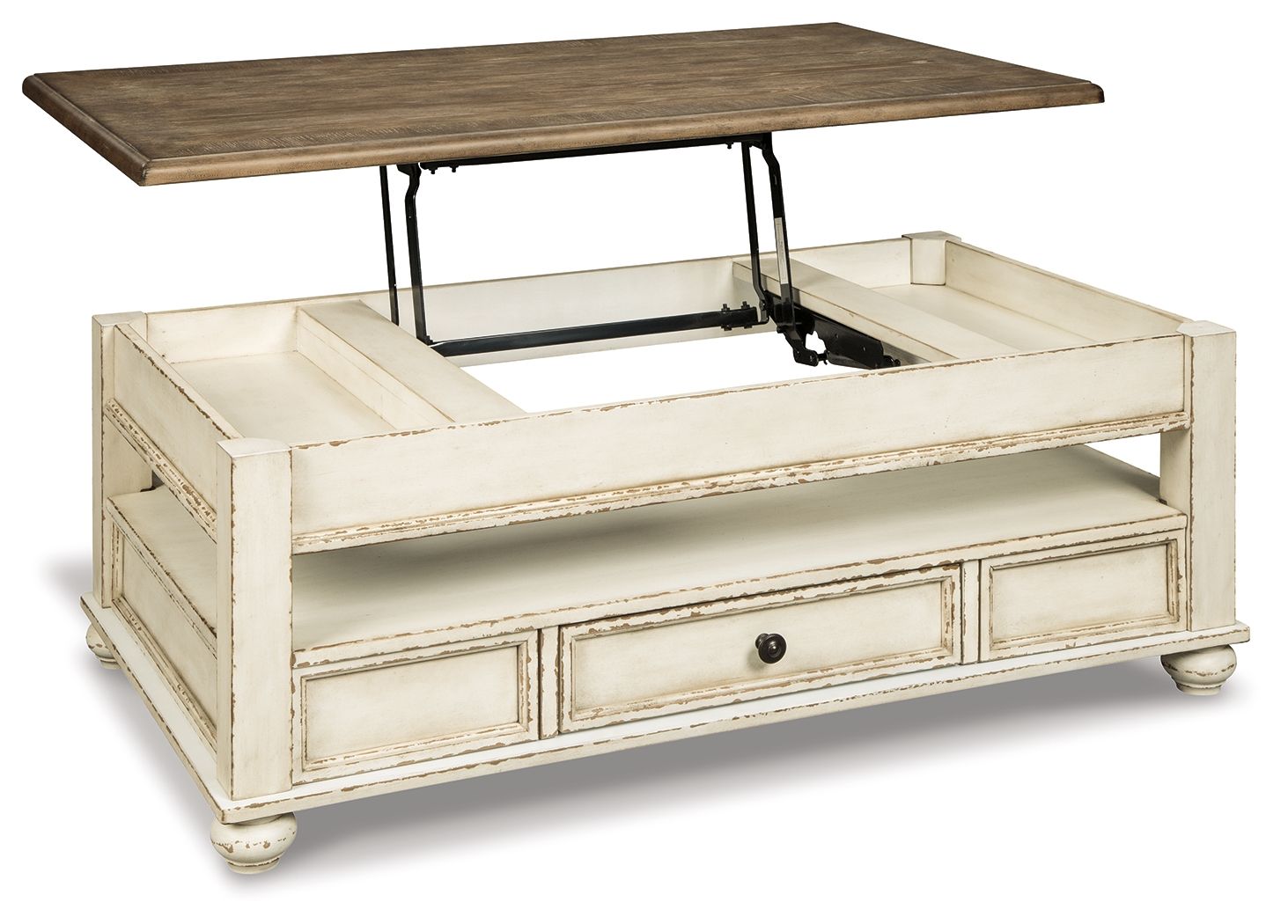 Realyn - Table Basse Relevable - Blanc / Brun