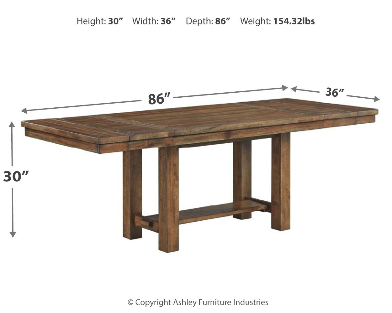 Moriville - Table de salle à manger à rallonge rectangulaire - Brun grisâtre