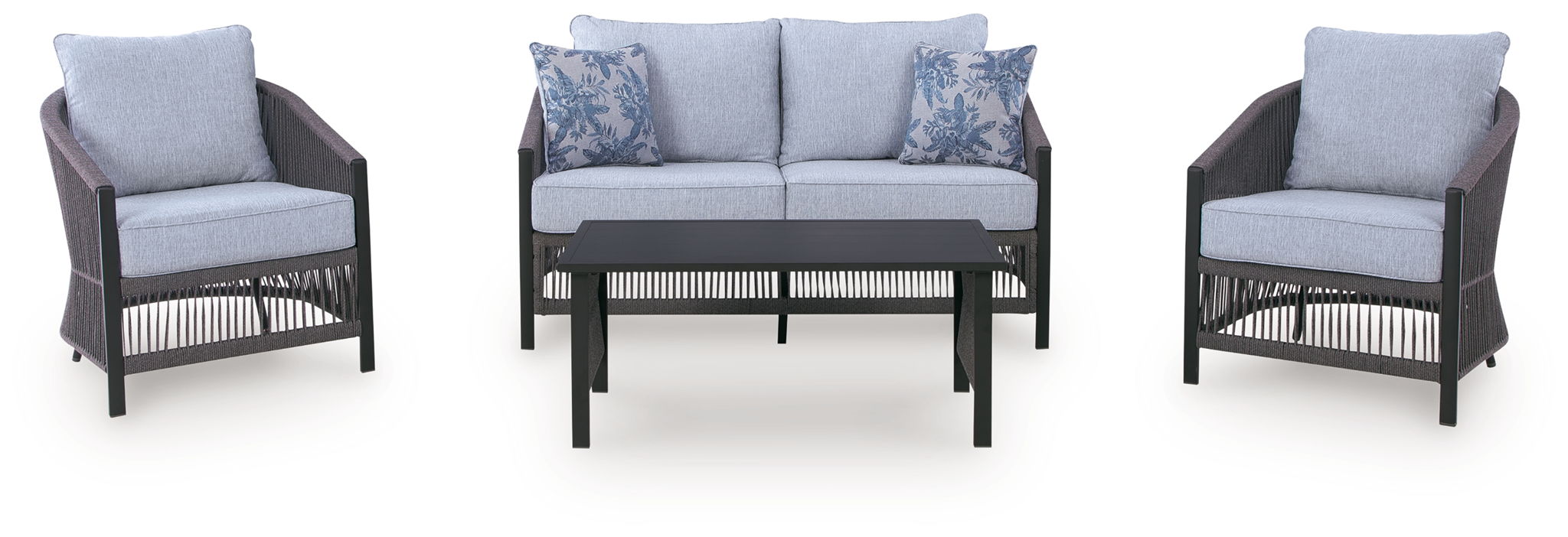 Bridges Beach - Causeuse, Chaises longues, Table (Ensemble de 4) - Gris