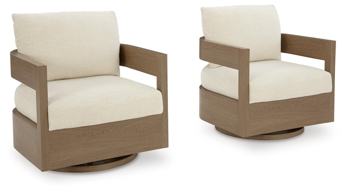 Serene Bay - Fauteuil planeur pivotant avec coussin - Brun foncé/blanc