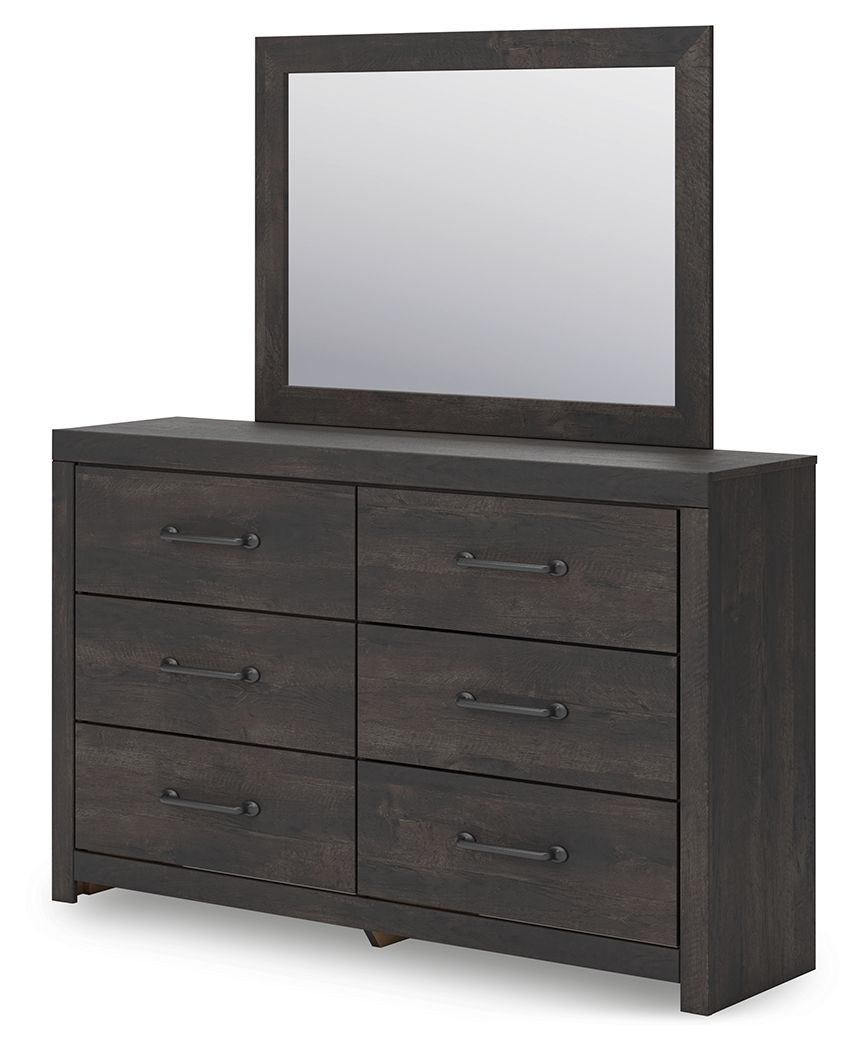 Hollivern - Commode et miroir - Gris foncé