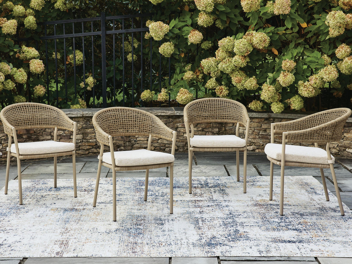 Orchard Beach - Fauteuil avec coussin (Lot de 4) - Beige