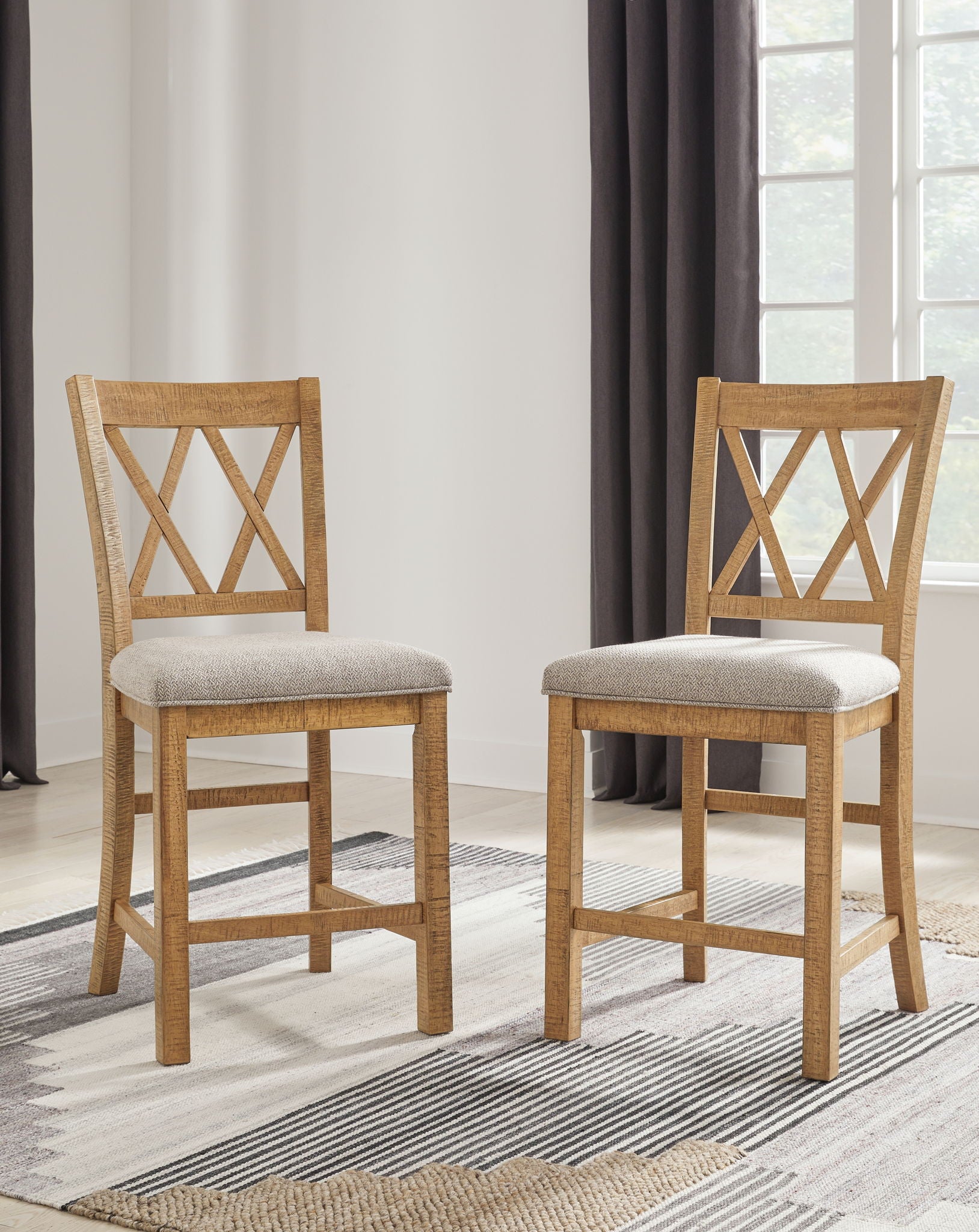 Havonplane - Tabouret de bar rembourré (Lot de 2) - Marron