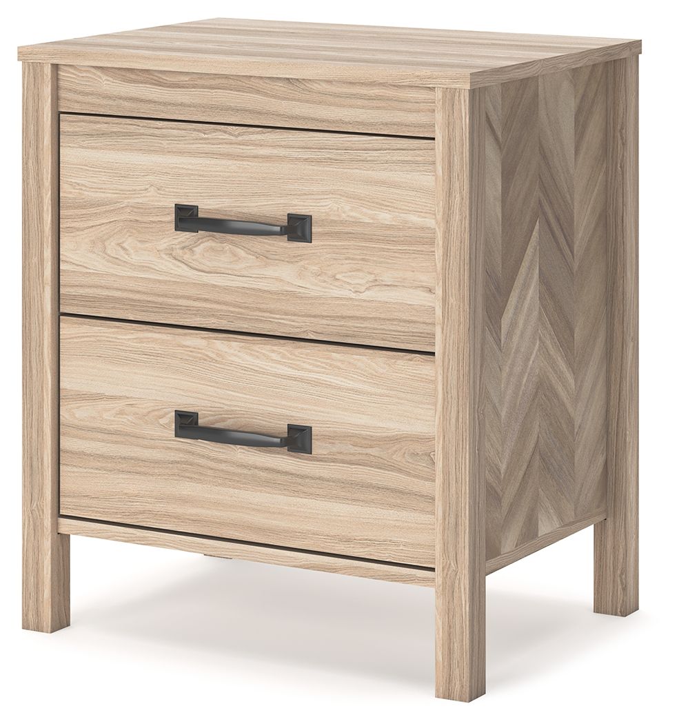 Battelle - Table de chevet à deux tiroirs - Beige