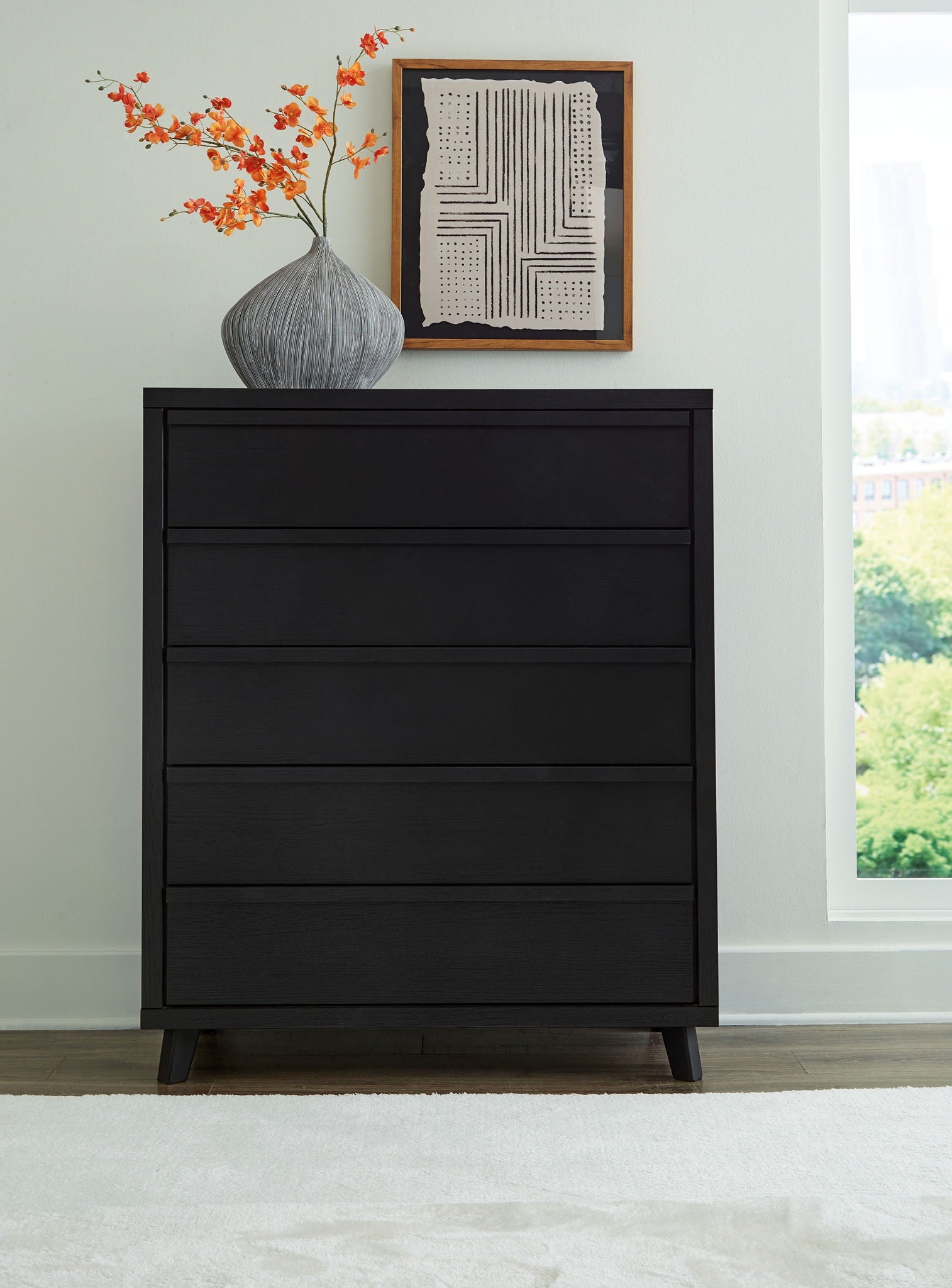 Danziar - Grande commode à cinq tiroirs - Noir