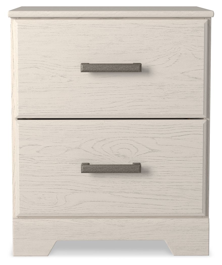Stelsie - Table de chevet à deux tiroirs - Blanc