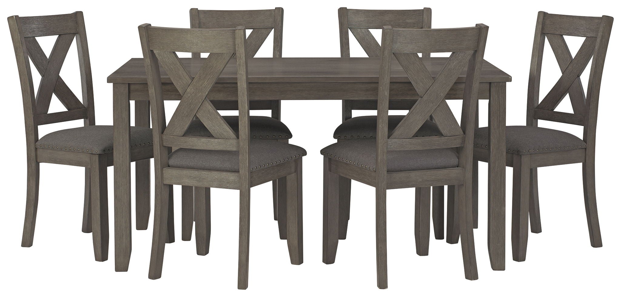 Caitbrook - Ensemble table rectangulaire DRM (7 pièces) - Gris