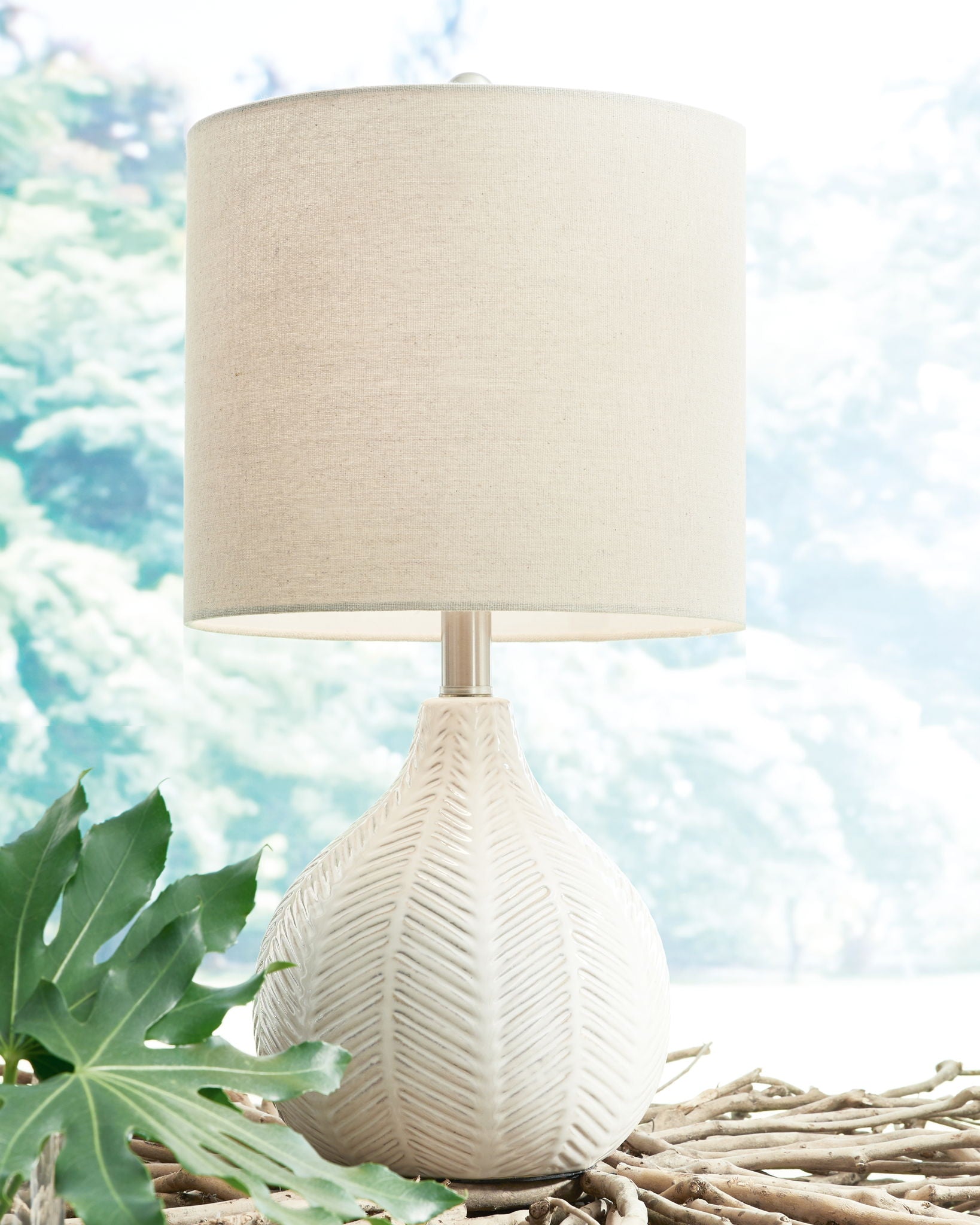 Rainermen - Lampe de table en céramique - Blanc cassé