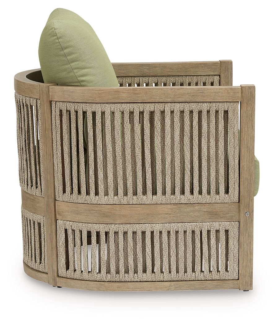 Serena Shores - Chaise longue avec coussin (Lot de 2) - Beige / Vert