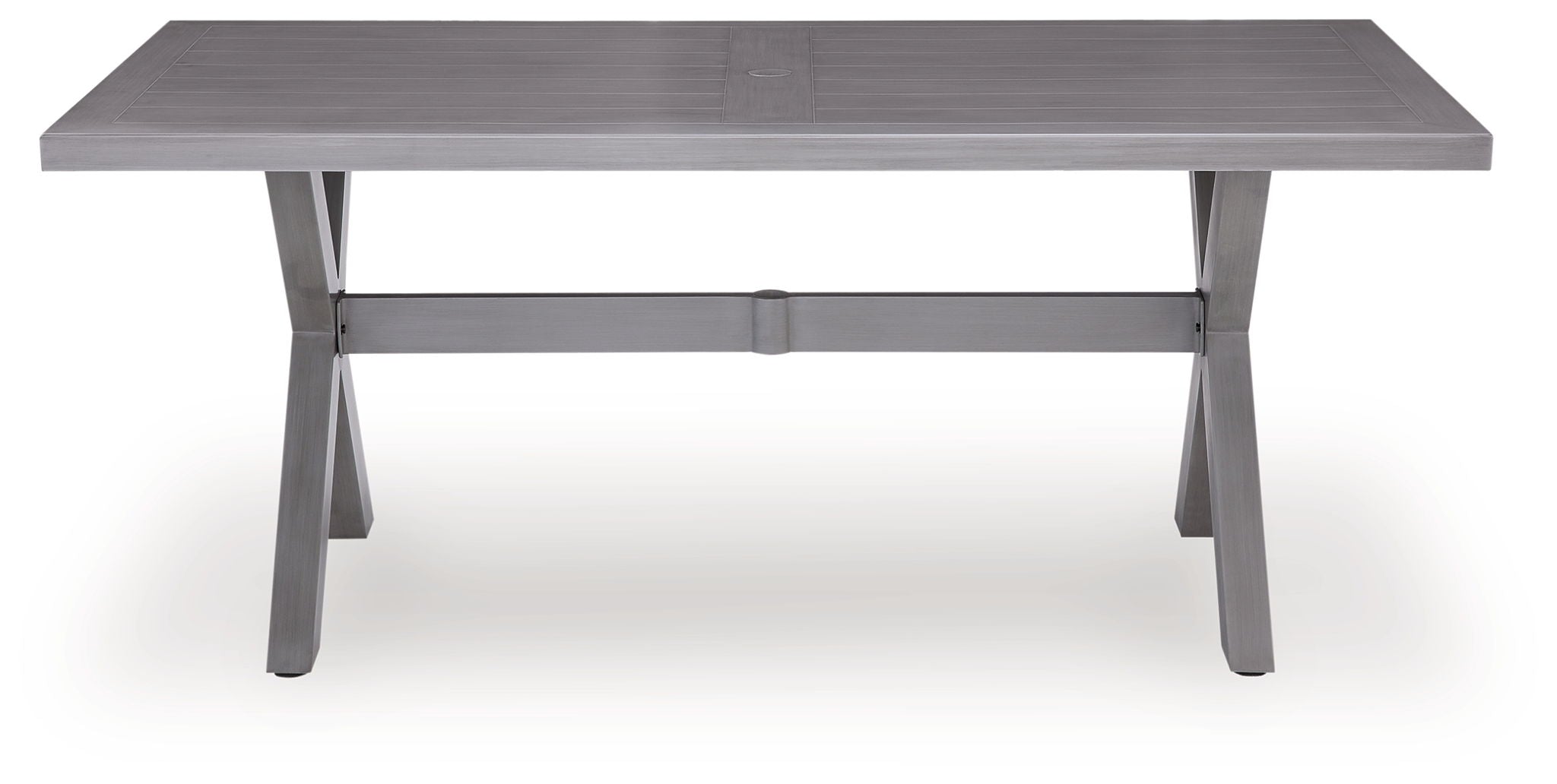 Table à manger rectangulaire Half Moon Beach avec option parasol - Gris