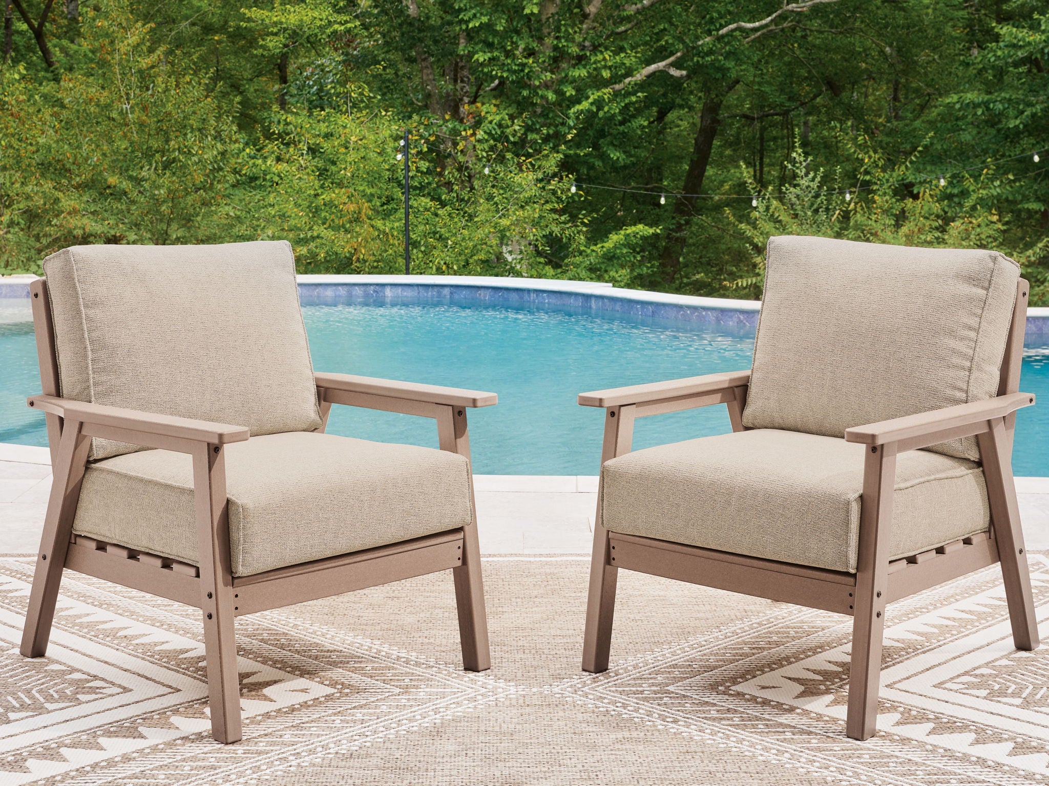 Grover Beach - Chaise longue avec coussin (lot de 2) - Bois flotté