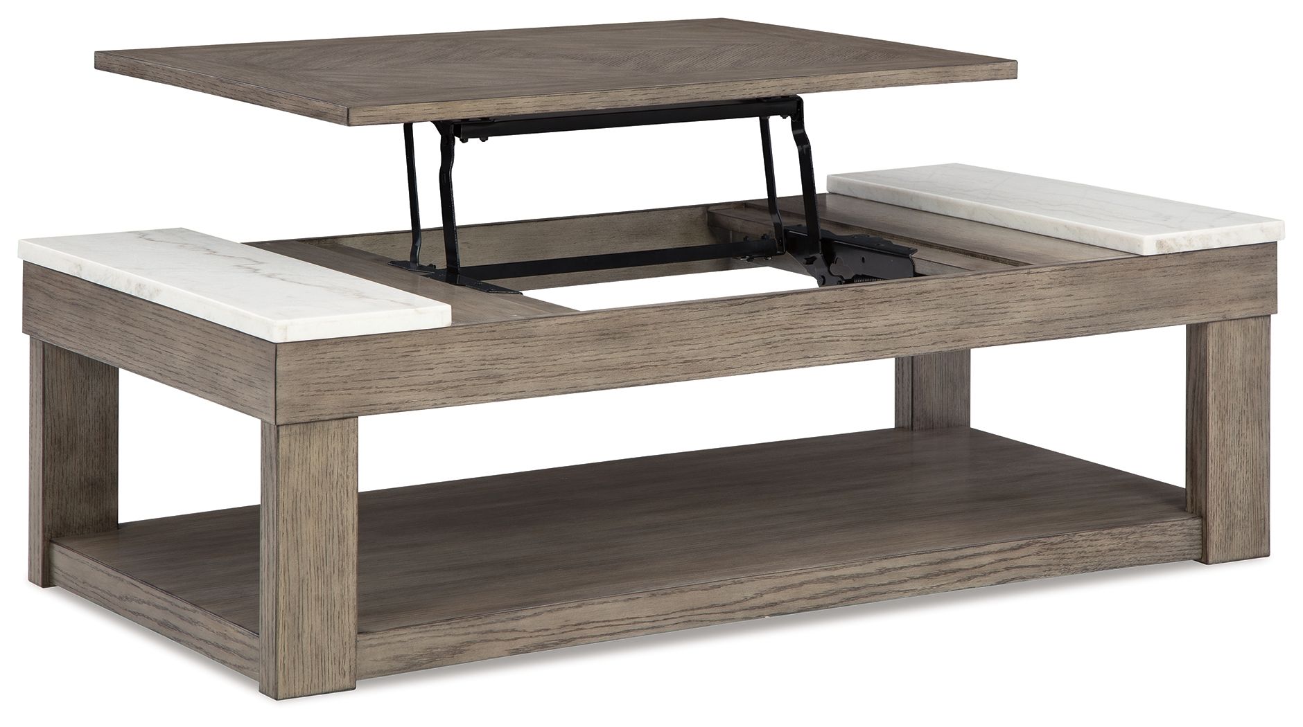 Loyaska - Table basse relevable - Brun grisâtre / Blanc