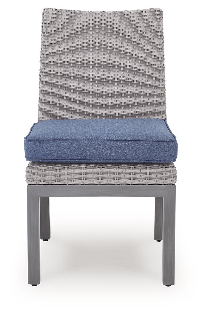 Chaise de plage Half Moon avec coussin (lot de 2) - Bleu/Gris