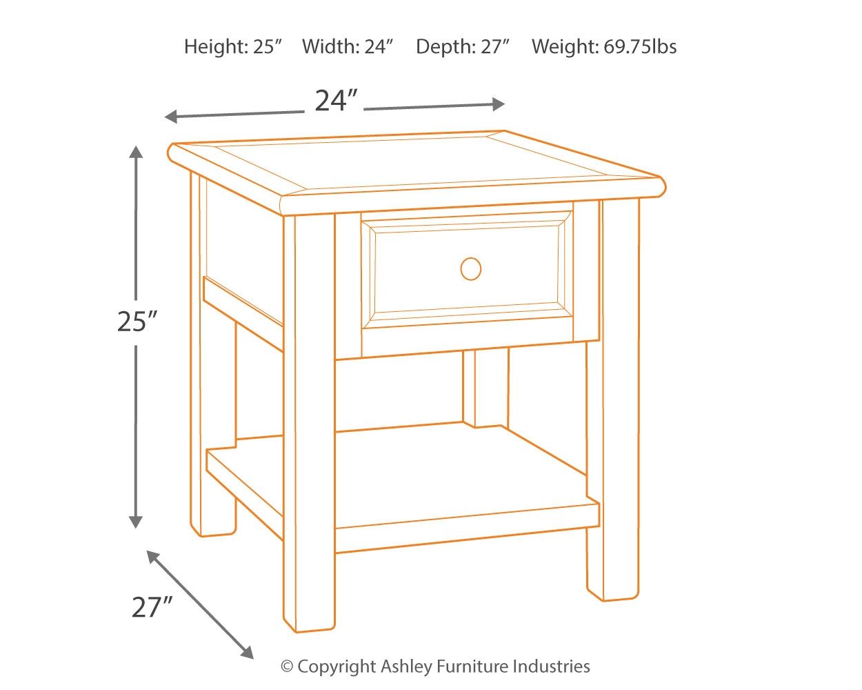 Bolanburg - Table d'appoint rectangulaire - Blanc / Marron / Beige