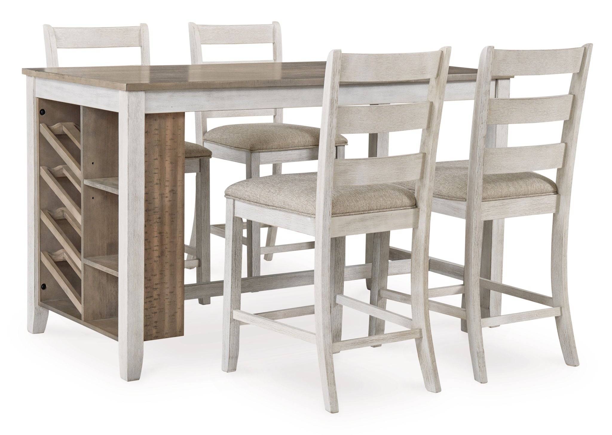 Skempton - Table de comptoir rectangulaire avec rangement - Blanc