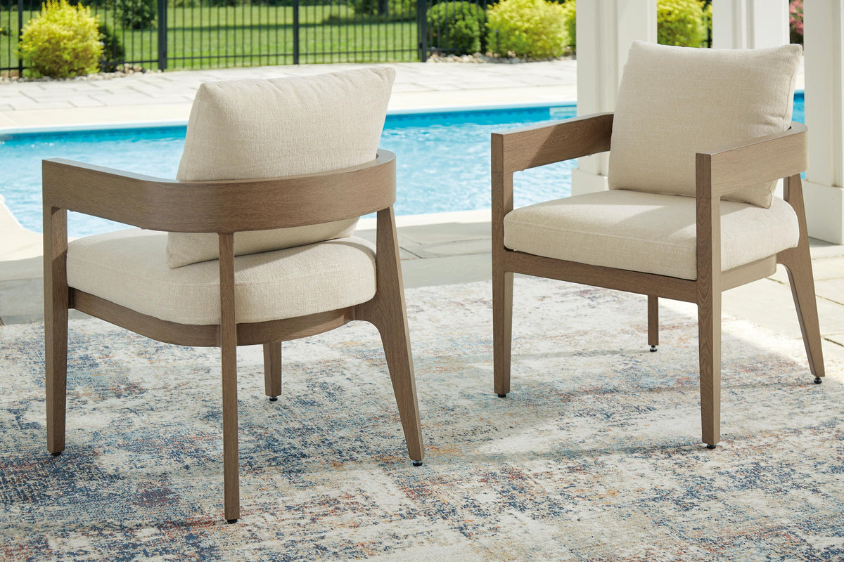 Serene Bay - Fauteuil avec coussin (Lot de 2) - Marron foncé / Blanc
