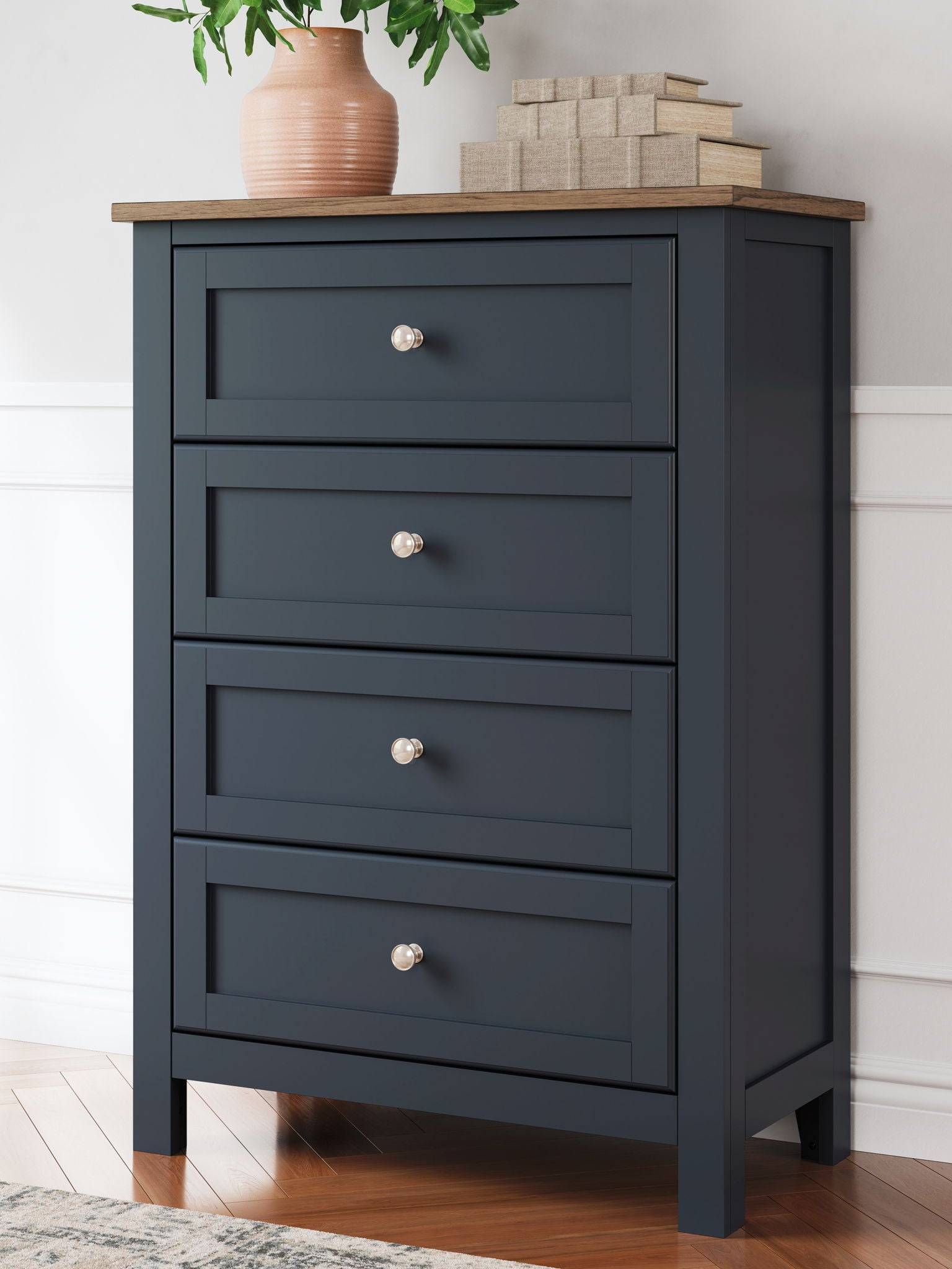 Commode à quatre tiroirs Landocken - Marron/Bleu