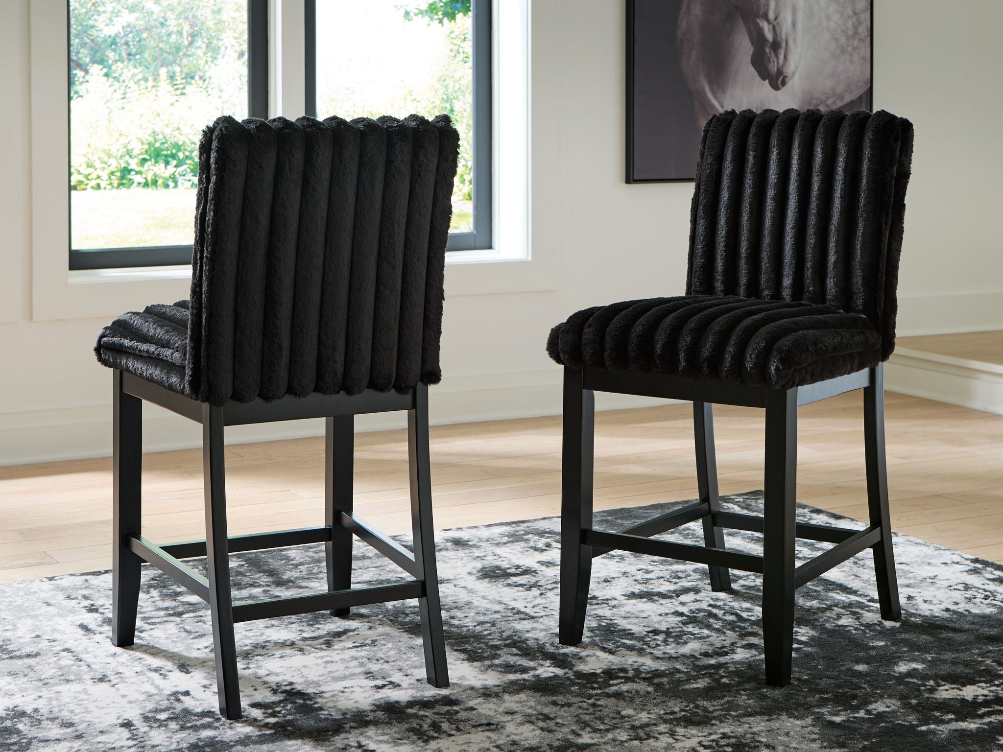 Mervannie - Tabouret de bar rembourré (Lot de 2) - Noir