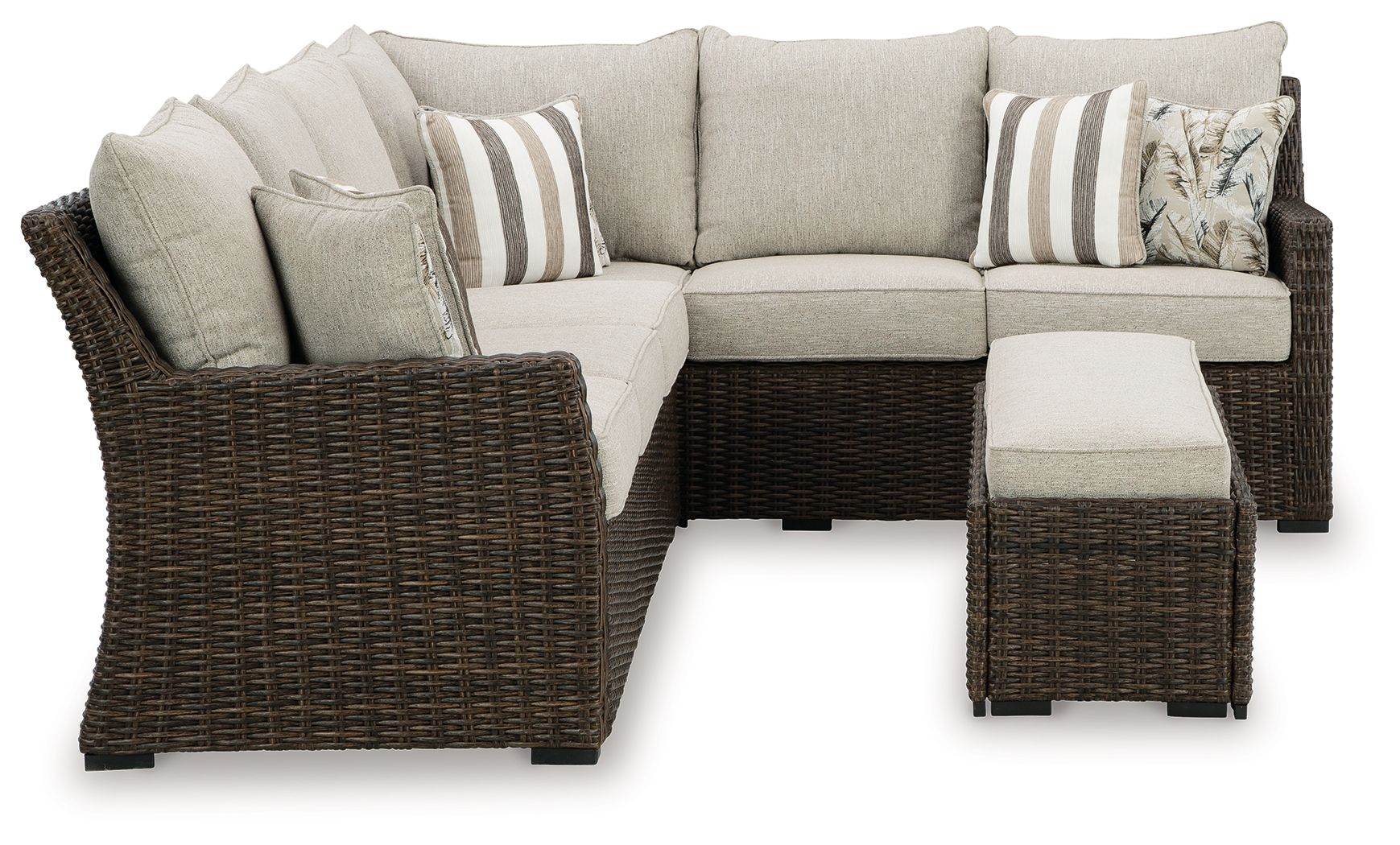 Brook Ranch - Canapé d'angle, banquette avec coussin (ensemble de 3) - Marron