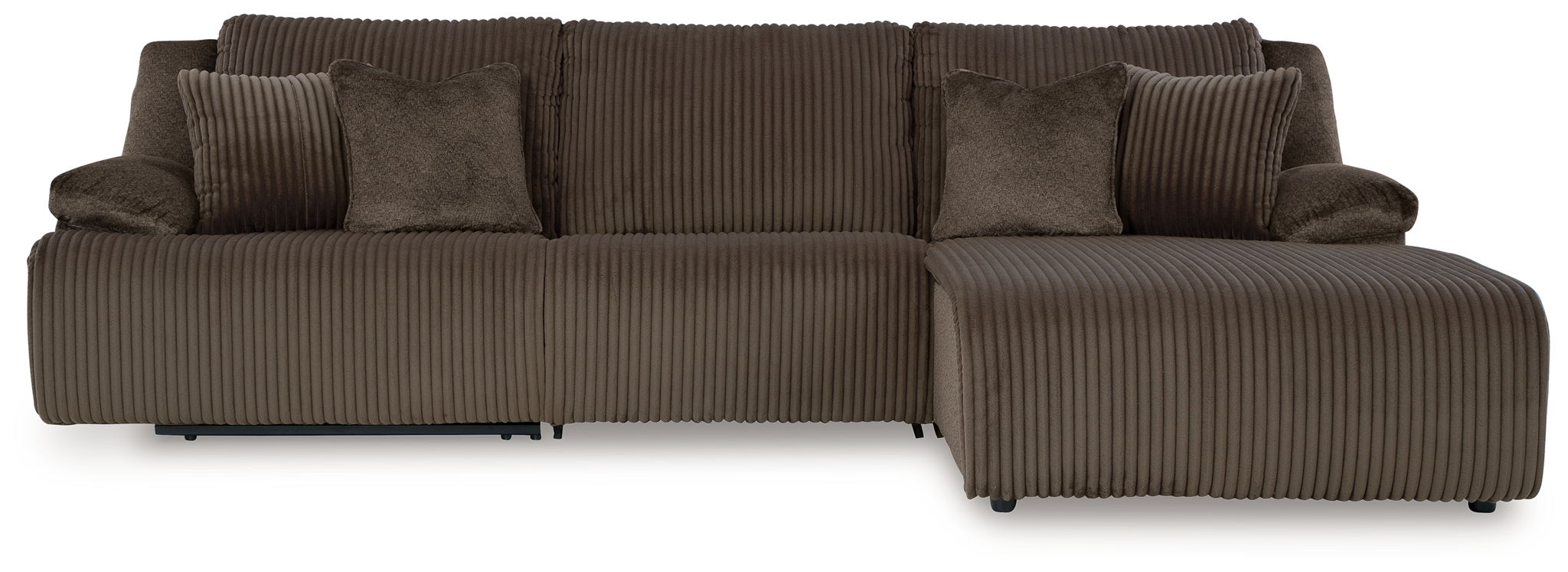 Top Tier - 3-Piece Sectional Reclining Sofa With Right-Arm Facing Press Back Chaise - Chocolate