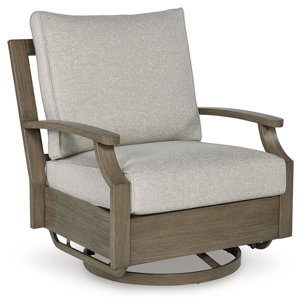 Fauteuil à bascule pivotant Rainier Ranch avec coussin – Brun/Beige