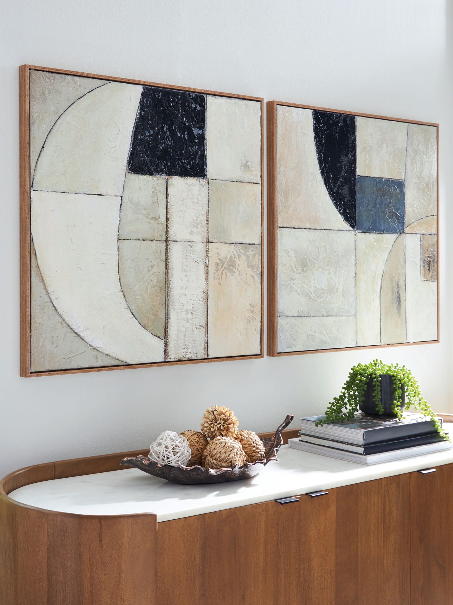 Bexlen - Ensemble de décorations murales (Lot de 2) - Beige / Taupe / Noir