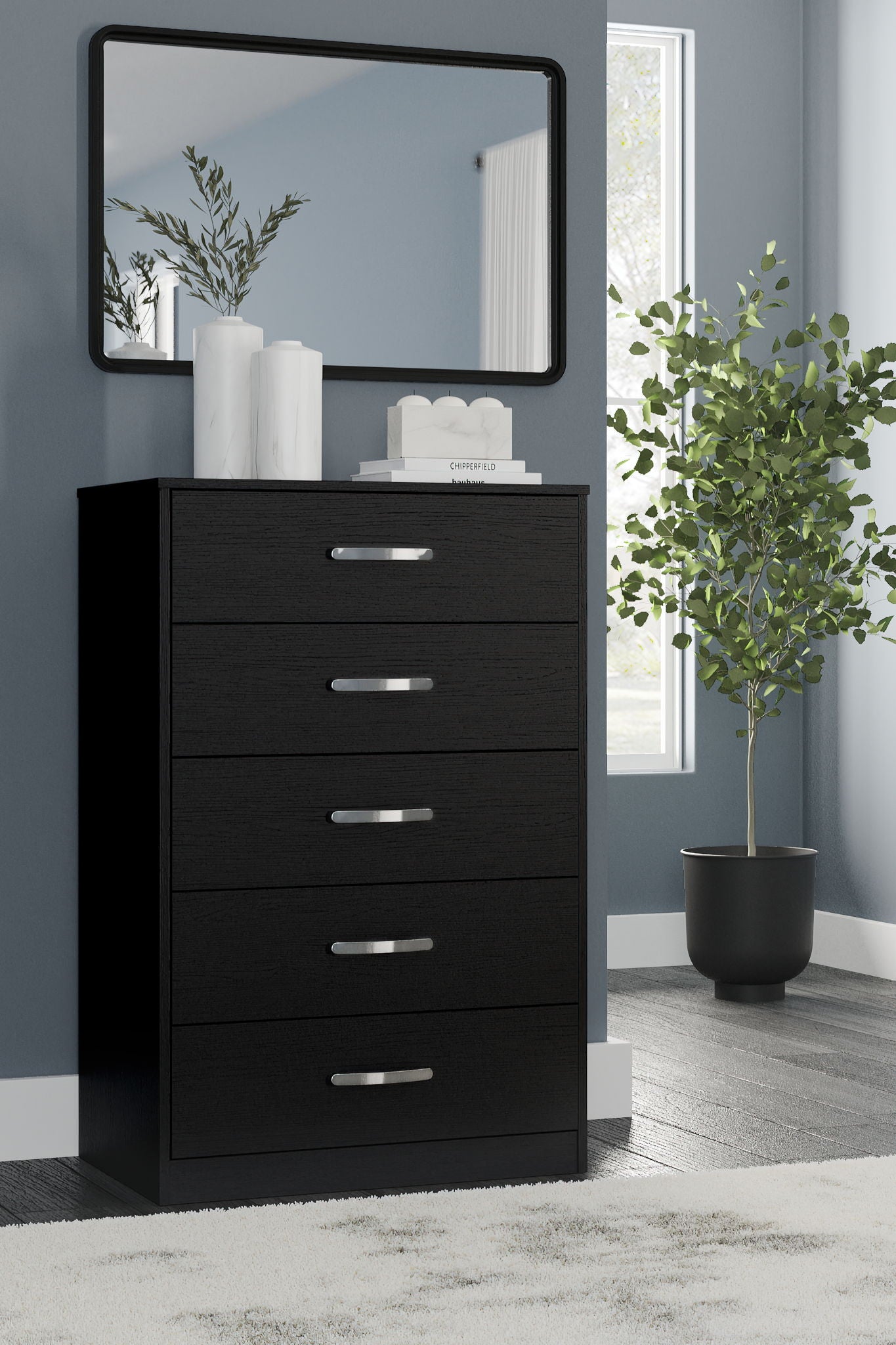 Finch - Commode à cinq tiroirs - Hauteur 117 cm - Noir