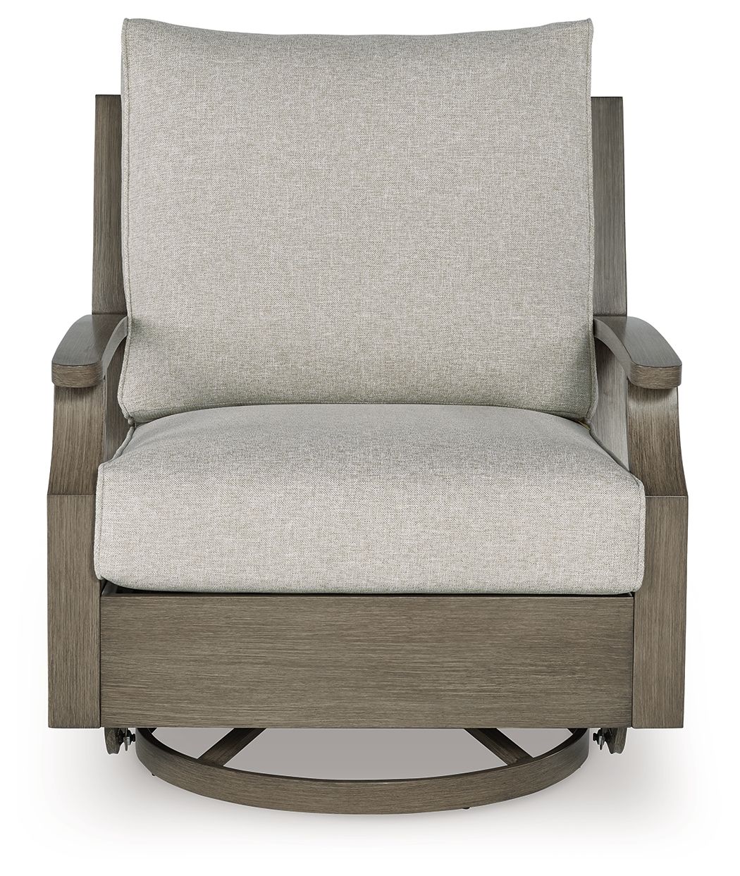 Fauteuil à bascule pivotant Rainier Ranch avec coussin – Brun/Beige