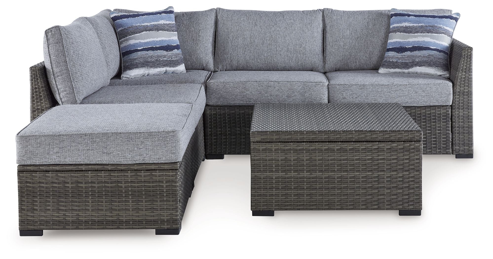 Petal Road - Canapé sectionnel deux places, Ottoman, Table (Lot de 4) - Gris
