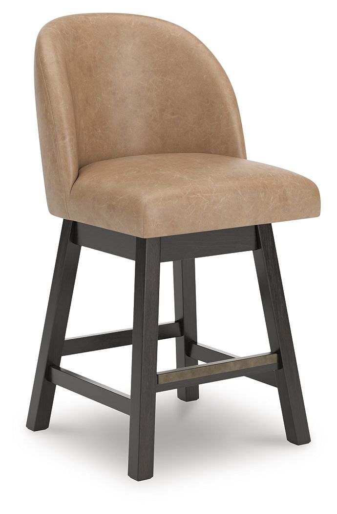 Neymorton - Tabouret de bar pivotant rembourré en similicuir (lot de 2) - Marron gris foncé