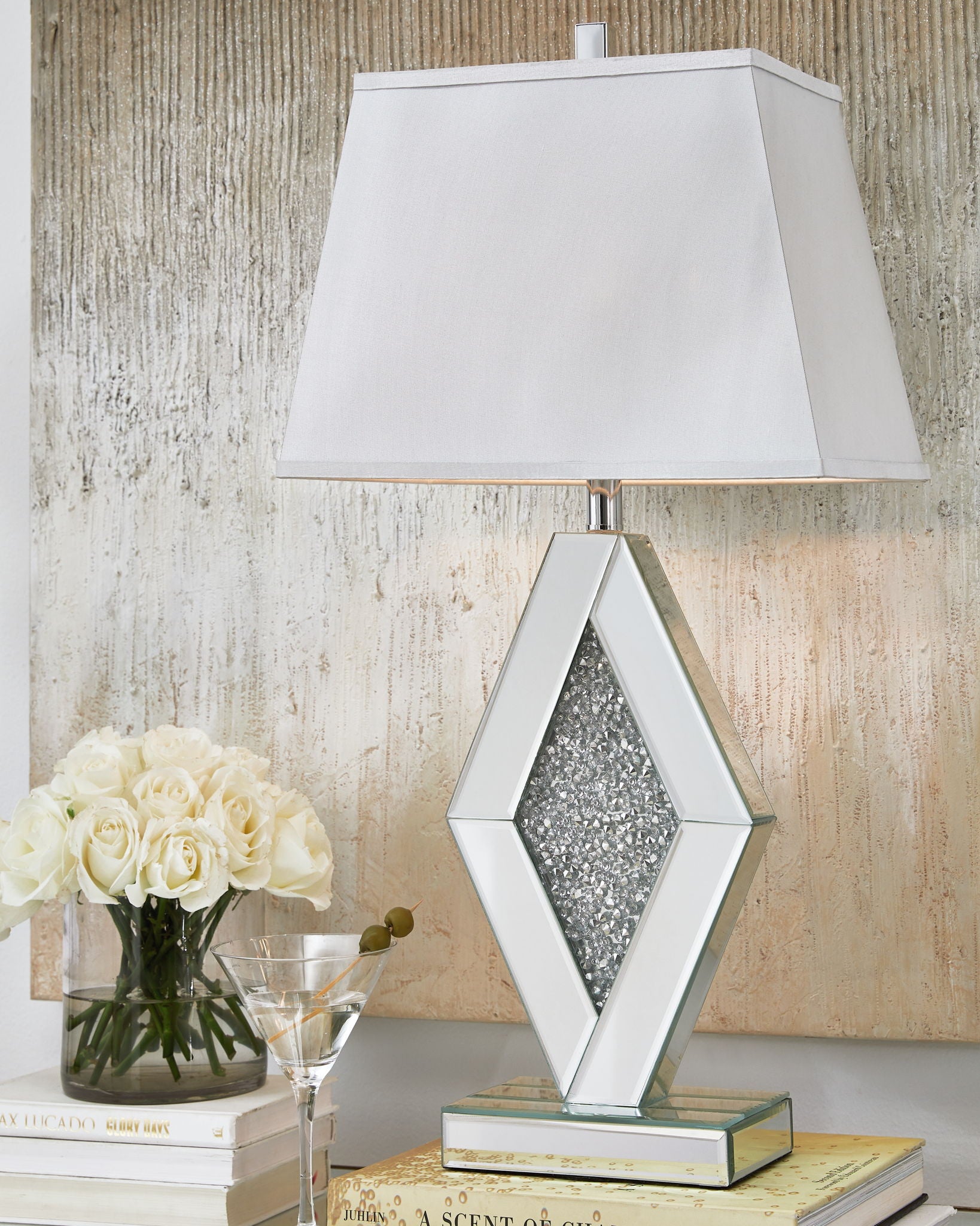 Prunella - Lampe de table miroir - Finition argentée