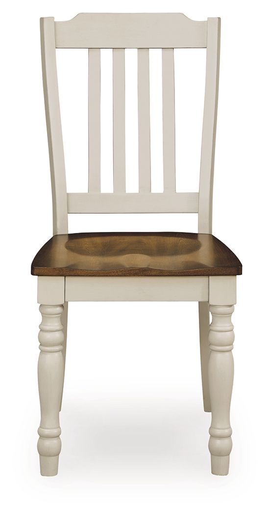 Wirloni - Chaise de salle à manger (lot de 2) - Blanc antique/marron