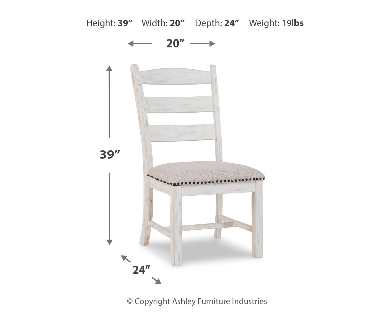 Valebeck - Chaise d'appoint rembourrée (Lot de 2) - Beige / Blanc
