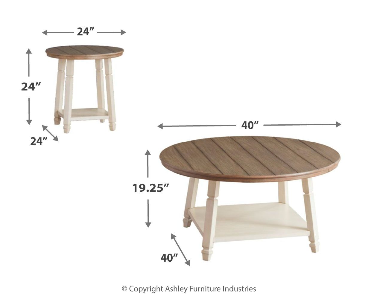 Bolanbrook - Tables d'appoint (Lot de 3) - Blanc / Brun / Beige