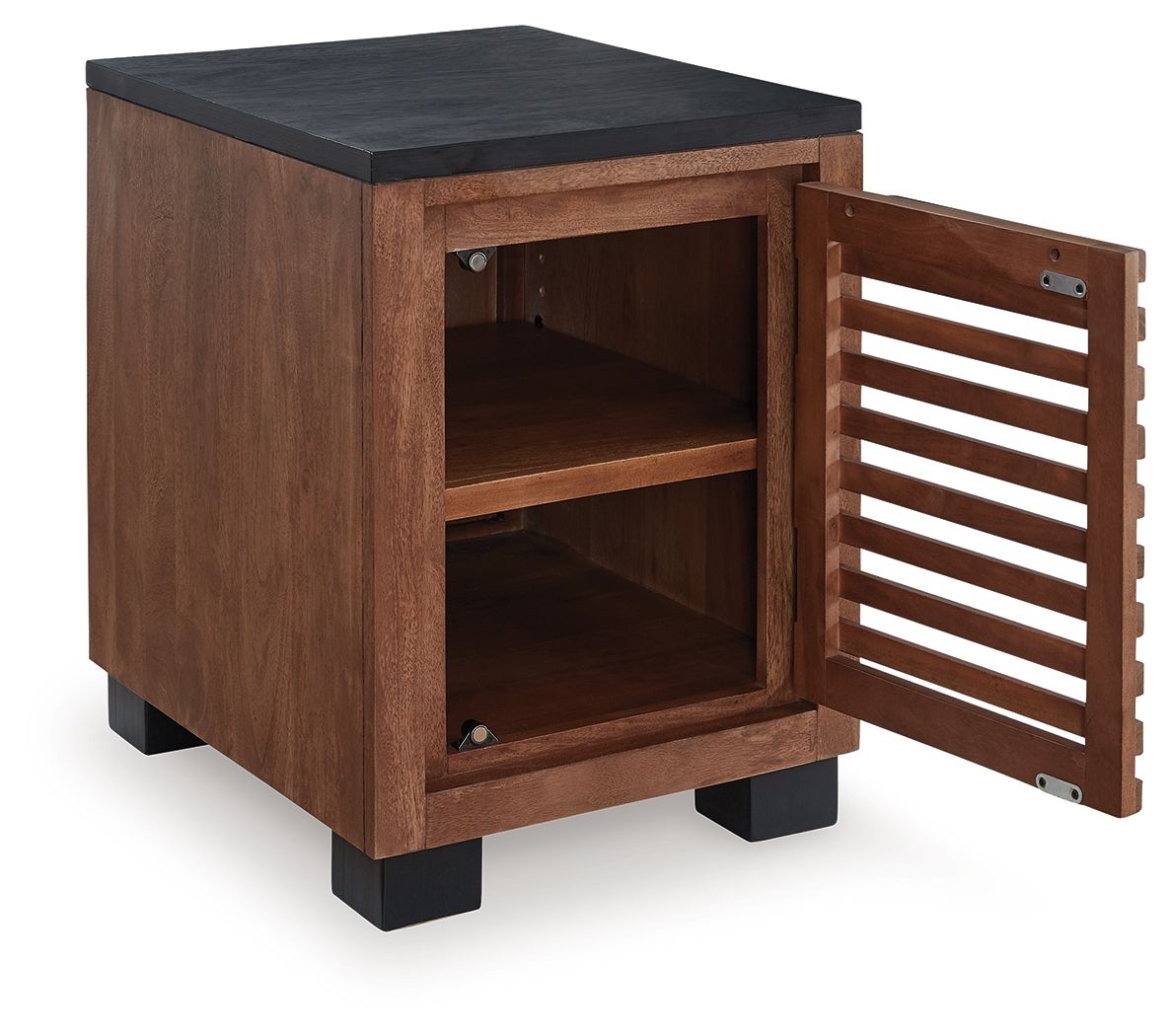 Kallari - Table d'appoint avec porte-revues intégré - Marron chaud / Noir