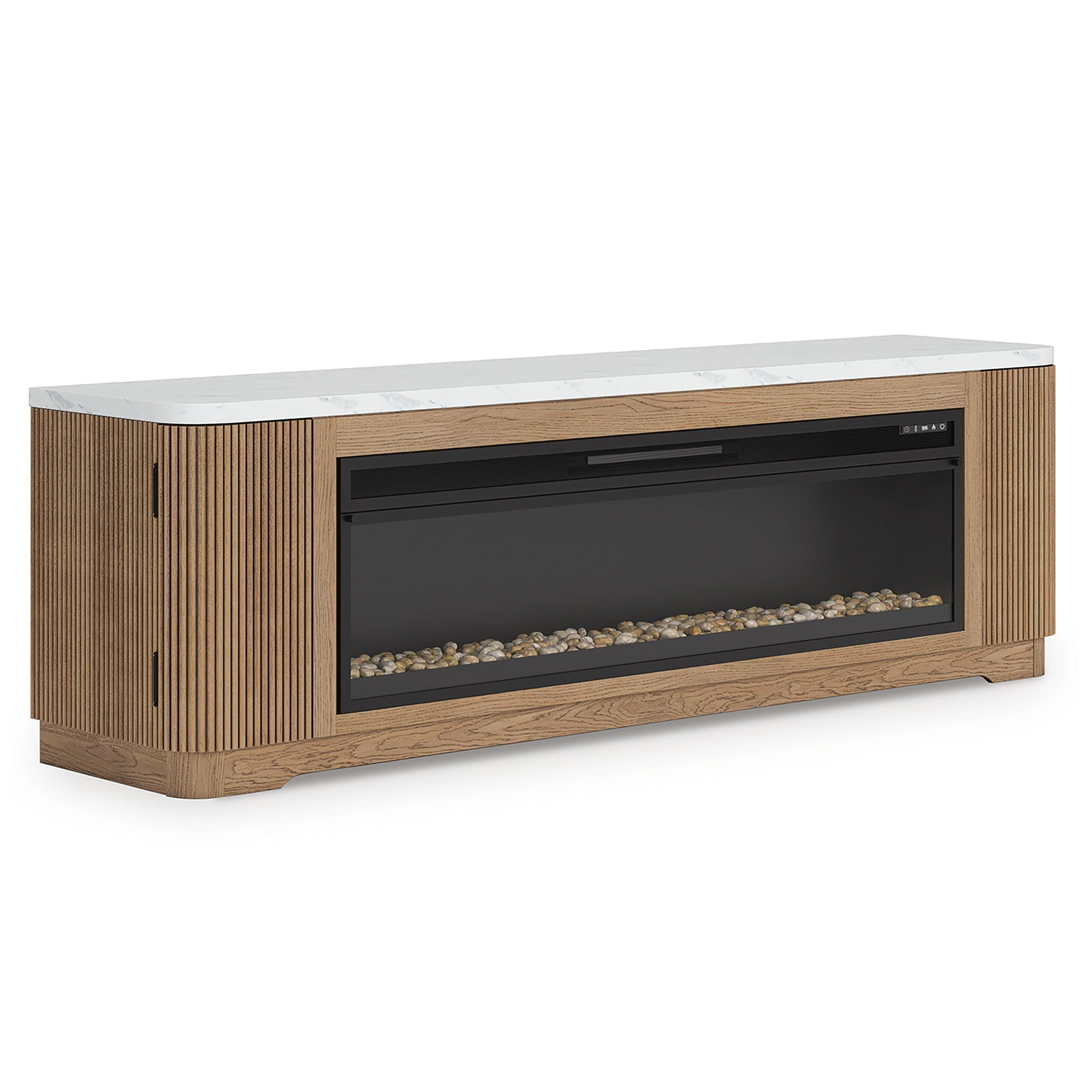 Meuble TV Camdill 80 po avec foyer électrique – Brun pâle