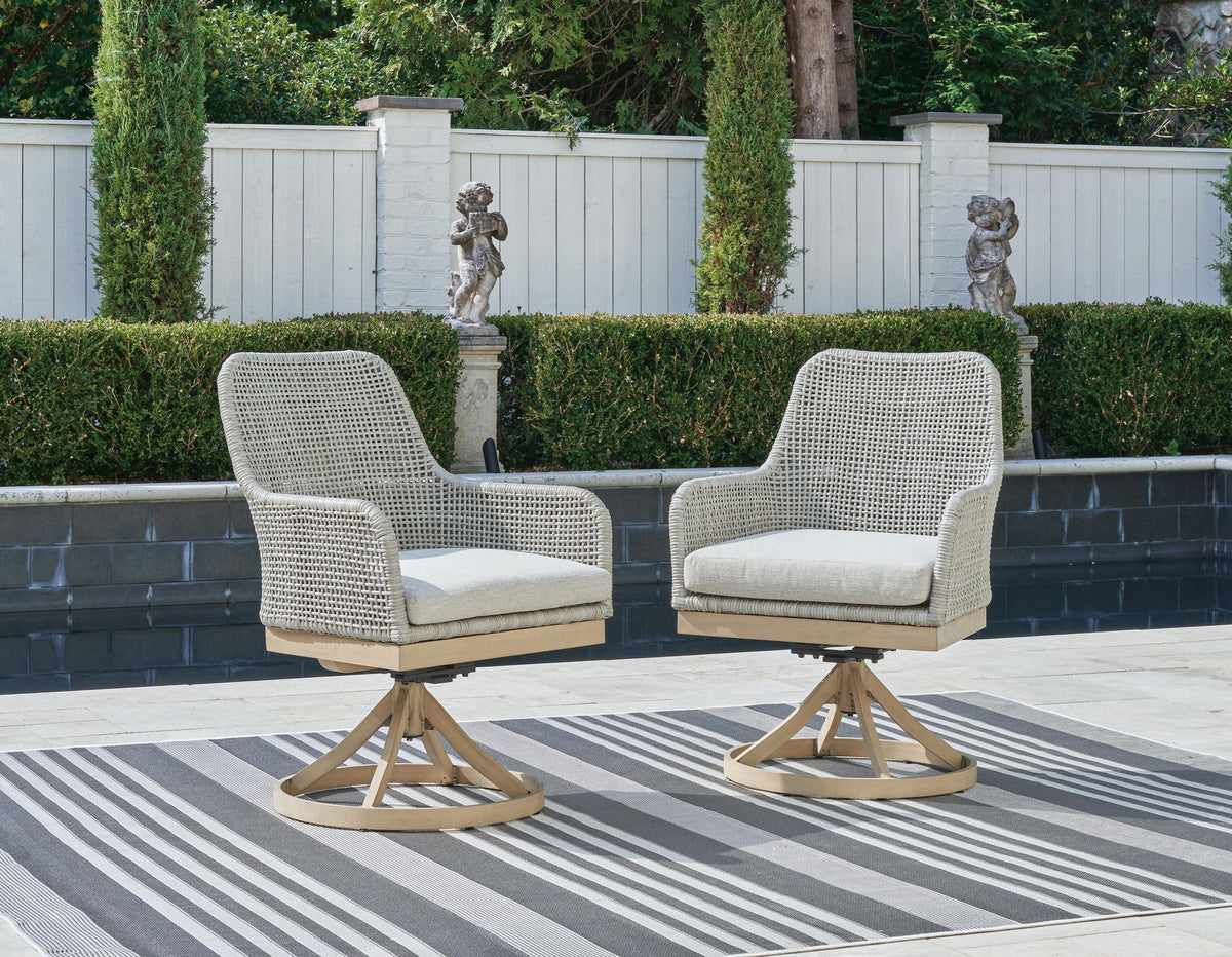 Seton Creek - Chaise pivotante avec coussin (Lot de 2) - Gris