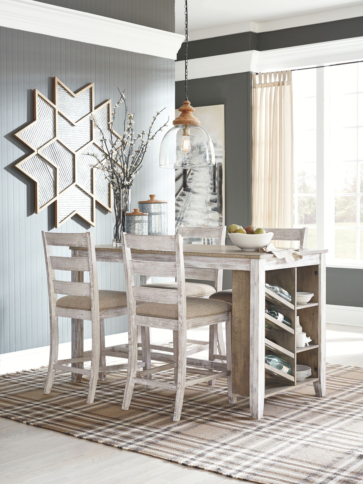 Skempton - Table de comptoir rectangulaire avec rangement