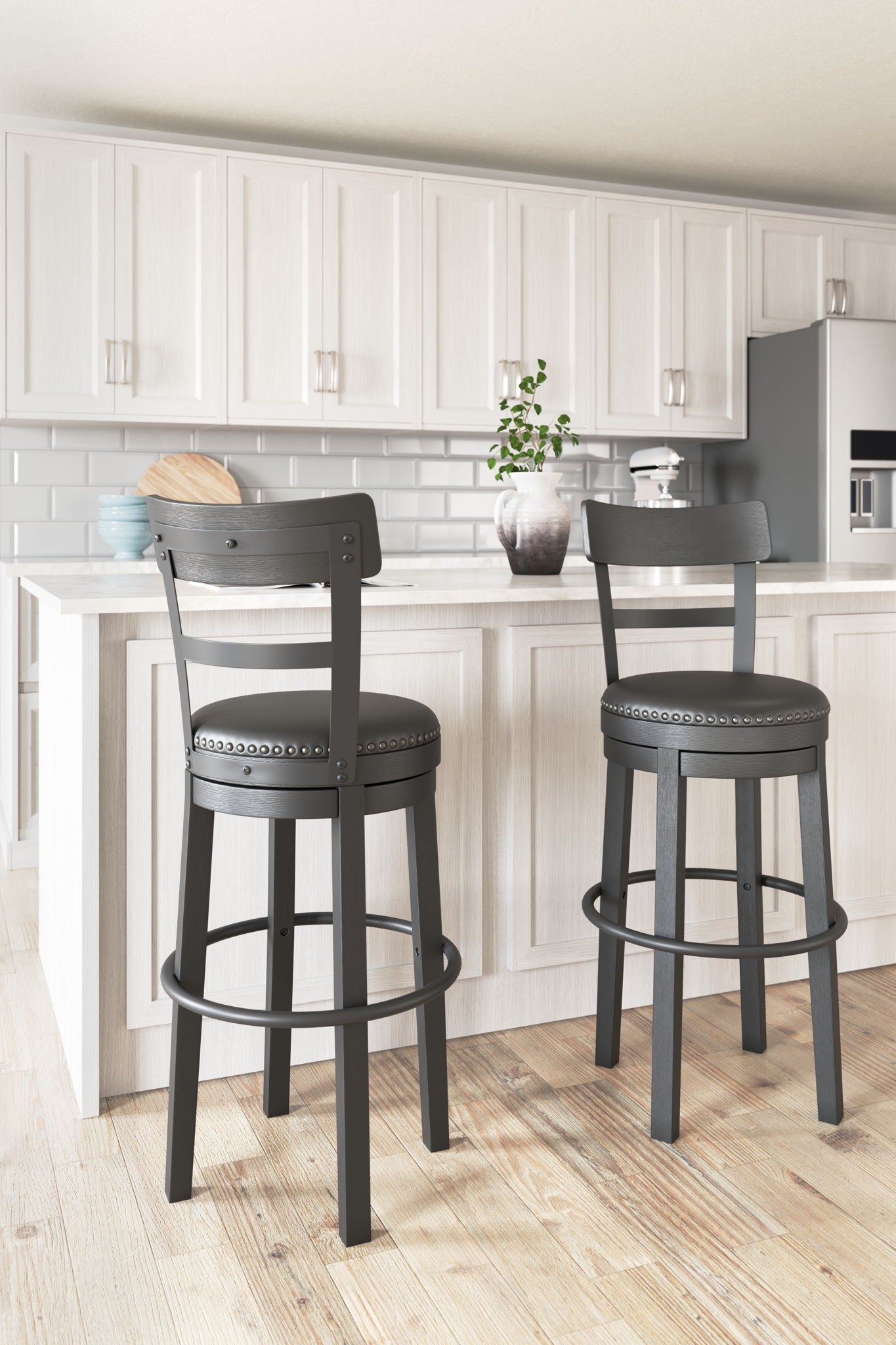 Valebeck - Tabouret de bar haut pivotant rembourré