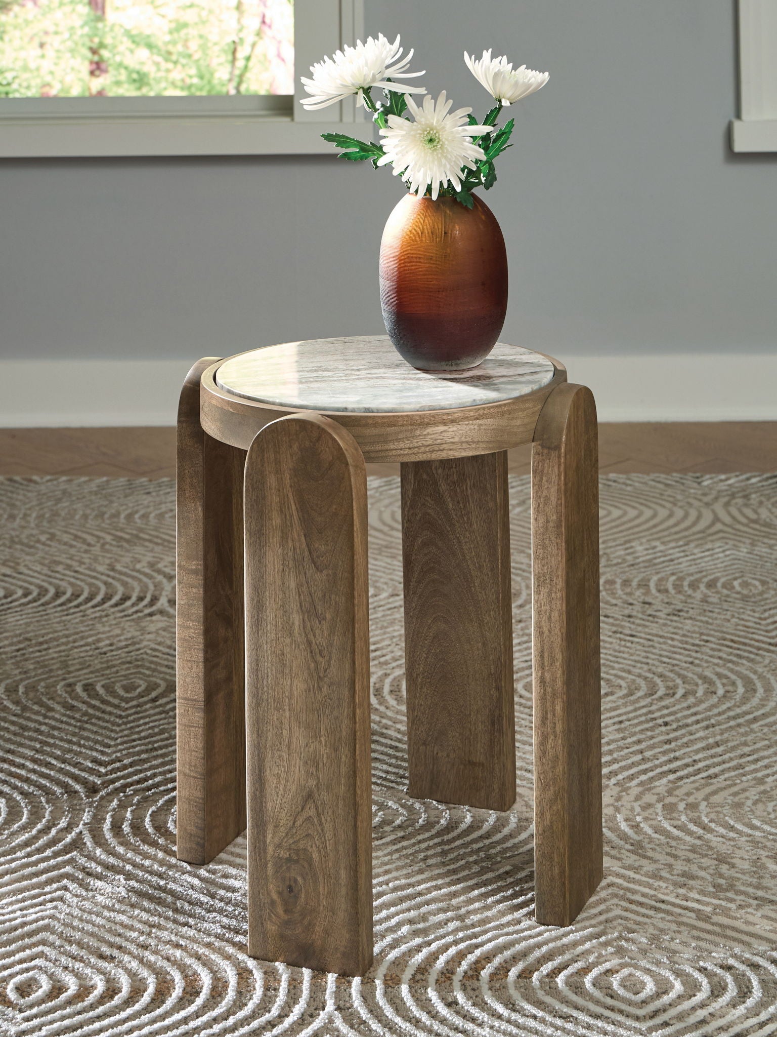 Gavrilley - Table d'appoint - Gris / Blanc / Marron