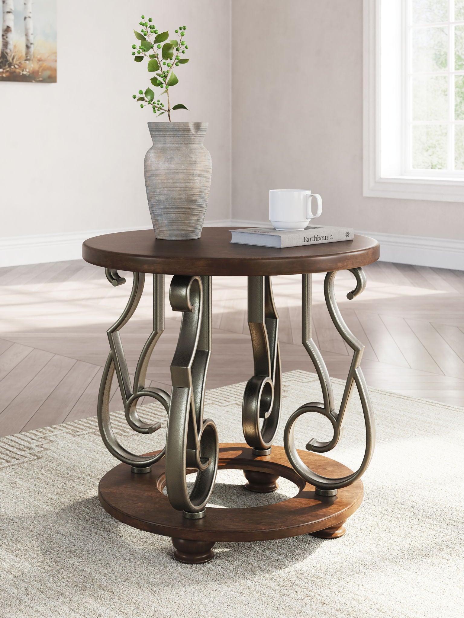 Frallyn - Table d'appoint ronde - Marron foncé