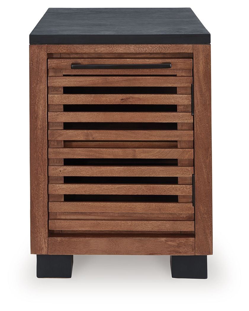 Kallari - Table d'appoint avec porte-revues intégré - Marron chaud / Noir