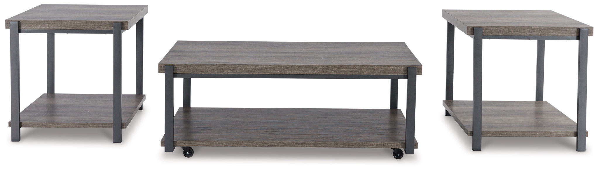 Wilmaden - Tables d'appoint gigognes (lot de 3) - Gris/Noir
